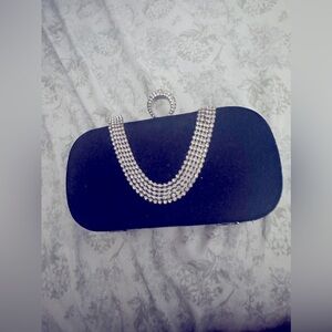Black clutch suede bedazzled